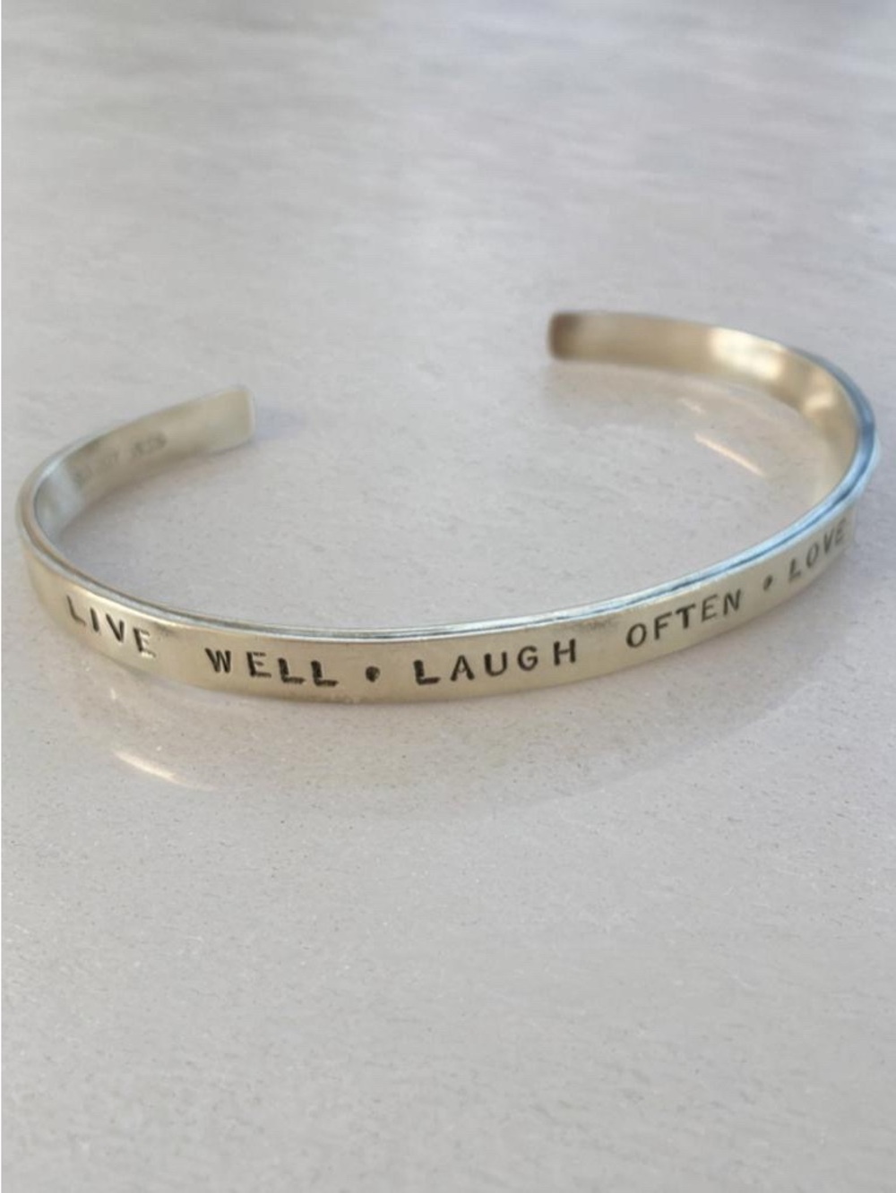 Live Well Laugh Often Love Always Engraved Sterling Cuff Bracelet